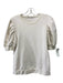 Frame Size L Cream Cotton Short Puff Sleeve Ribbed Hem Top Cream / L