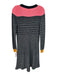 SONIA by Sonia Rykiel Size M Gray, Pink, Yellow Wool V Neck Color Block Dress Gray, Pink, Yellow / M
