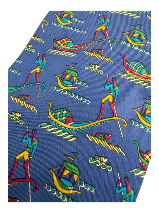 Ferragamo Blue Silk Abstract Men's Ties