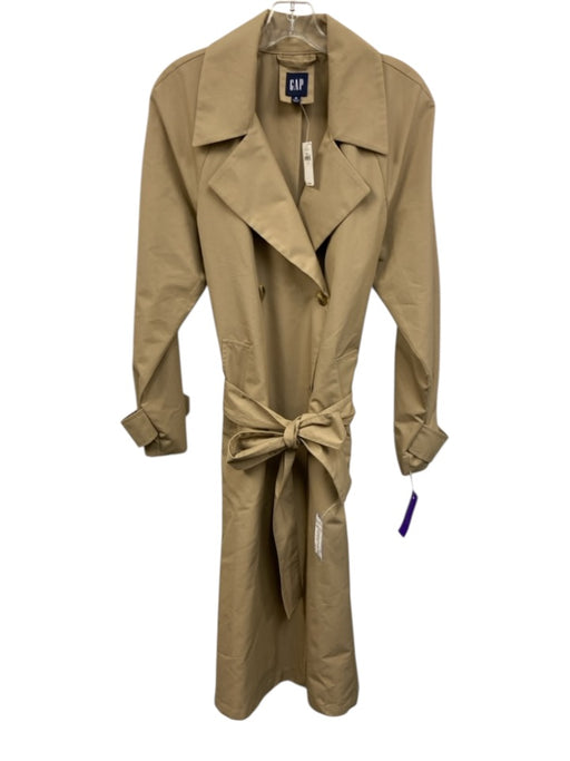Gap Size M Khaki Beige Cotton Blend Double Breasted Button Wrists Pocketed Coat Khaki Beige / M