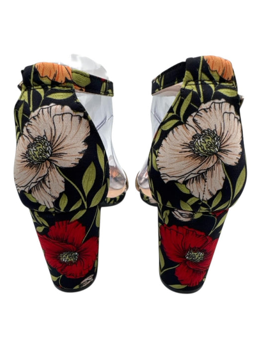 Bandolino Shoe Size 9 Black & Multi textile upper Floral Ankle Buckle Sandals Black & Multi / 9