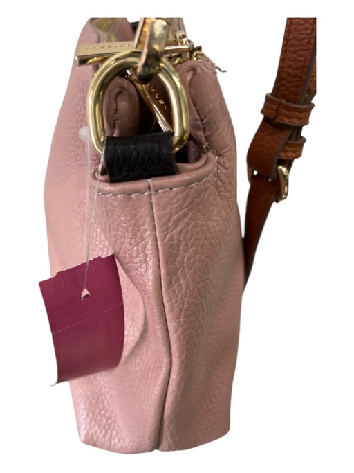 Valentina Pink & Brown Grain Leather Zip Top Magnetic Close Crossbody Bag Pink & Brown / S