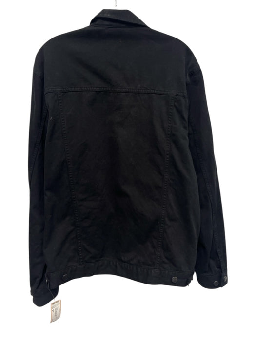 Sunspel Size M Black Cotton Blend Solid Trucker Denim Men's Jacket Black / M