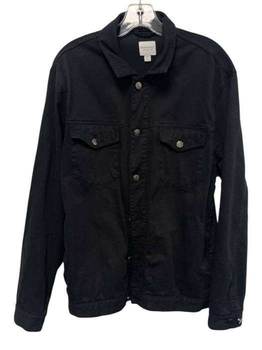 Sunspel Size M Black Cotton Blend Solid Trucker Denim Men's Jacket Black / M