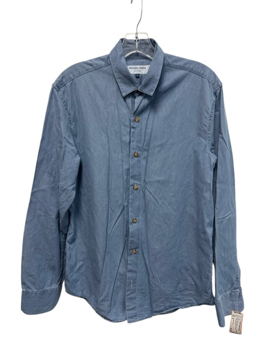 Frescobol Carioca Size M Blue Cotton Solid Button Down Men's Long Sleeve Shirt Blue / M