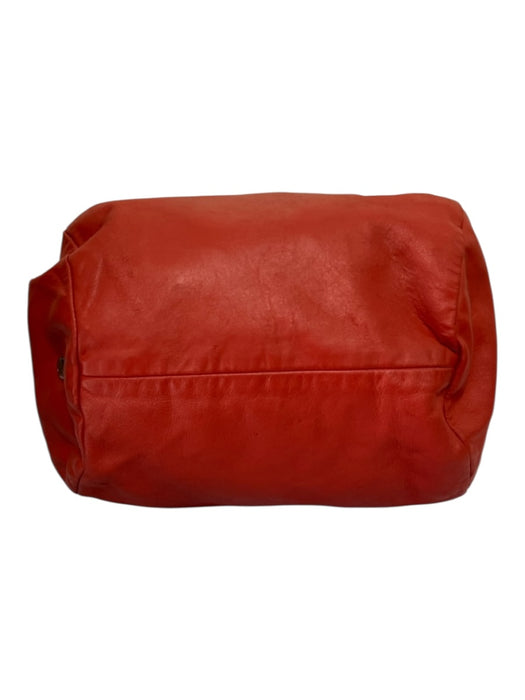 Jil Sander Coral Pink Leather Silver Hardware Drawstring Top Shoulder Strap Bag Coral Pink