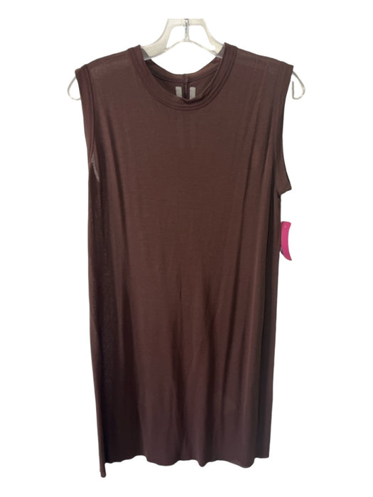 Rick Owens Size 4 Brown Viscose Blend Round Neck Sleeveless Shift Dress Brown / 4