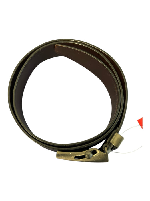 Prada Espresso Leather Gunmetal Hardware Logo Military Style Adjustable Belts Espresso / 32/80