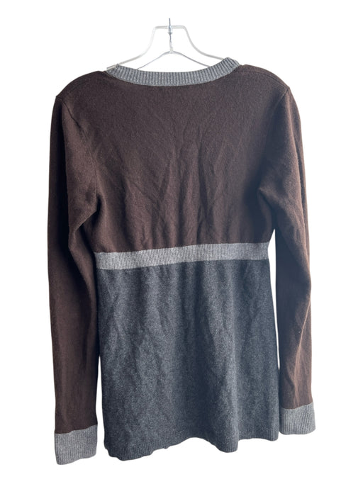 Vince Size M Brown & Gray Cashmere 1 Button V Neck Cardigan Sweater Brown & Gray / M