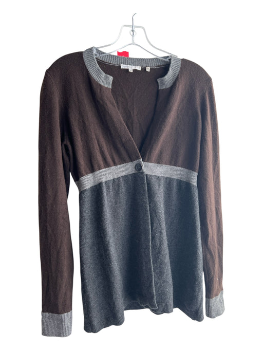 Vince Size M Brown & Gray Cashmere 1 Button V Neck Cardigan Sweater Brown & Gray / M