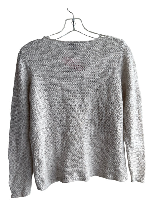 Eileen Fisher Size S White Linen & Cotton Knit Long Sleeve Round Neck Top White / S