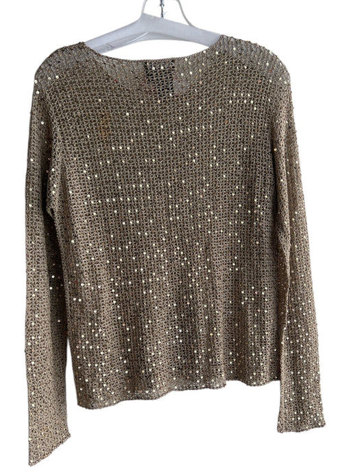 Spanner Size M Beige Rayon Knit Sequence Detail Long Sleeve See Through Top Beige / M