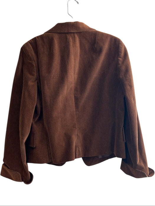 Akris Punto Size 10 Brown Cotton Corduroy Open Front Faux Pocket Blazer Jacket Brown / 10