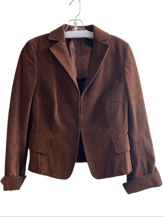 Akris Punto Size 10 Brown Cotton Corduroy Open Front Faux Pocket Blazer Jacket Brown / 10