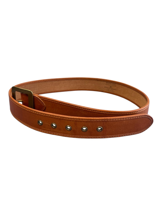Ralph Lauren Rugby Caramel Leather Brass Hardware Square Buckle Belts Caramel / M