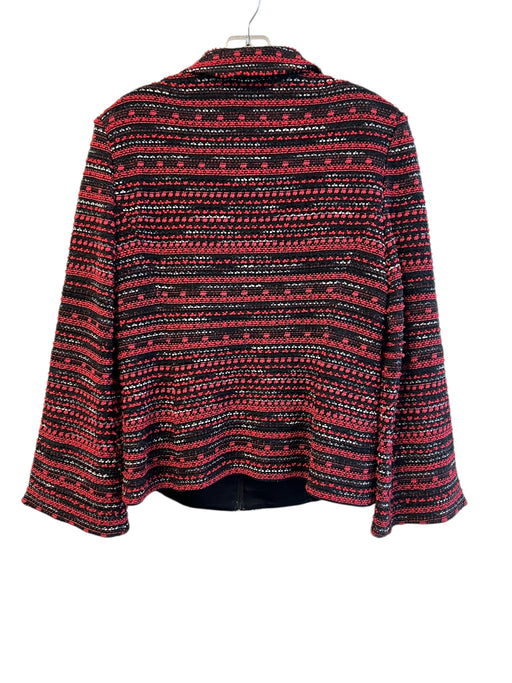 St. John Size 8 Red & Black No Fabric Tag Knit Long Sleeve zipper front Top Red & Black / 8