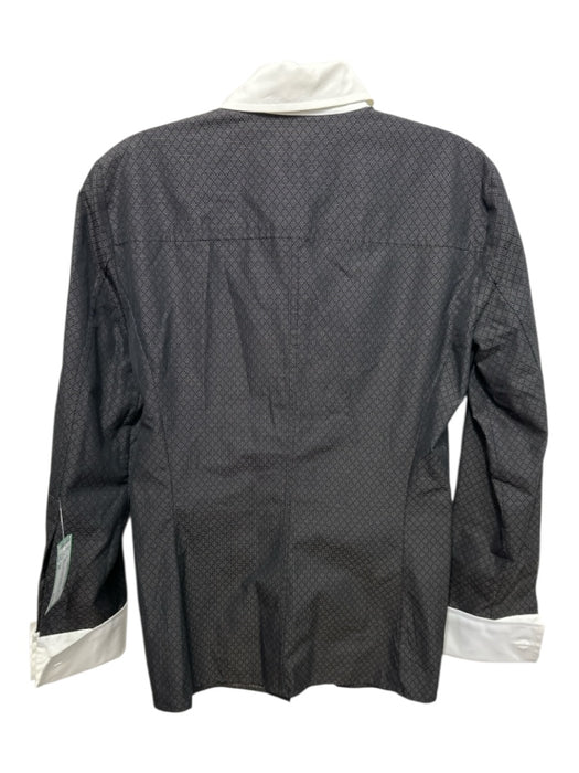 Gucci Size 40 B&W Cotton Blend Button Front Collared Long Cuff Sleeve Top B&W / 40