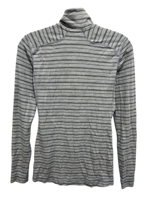 Smartwool Size Est M Grey Merino Wool Half Zip Striped Mock Neck Jacket Grey / Est M