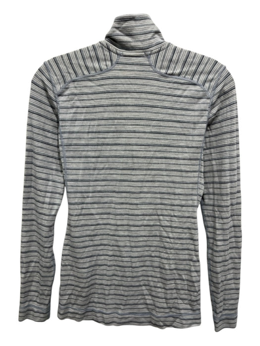 Smartwool Size Est M Grey Merino Wool Half Zip Striped Mock Neck Jacket Grey / Est M