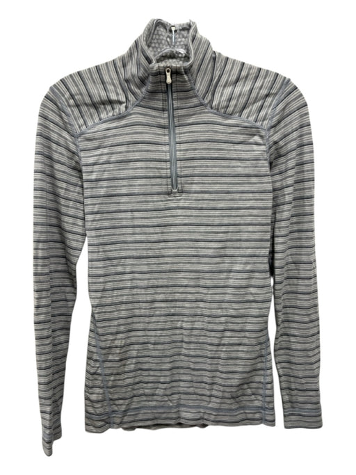 Smartwool Size Est M Grey Merino Wool Half Zip Striped Mock Neck Jacket Grey / Est M