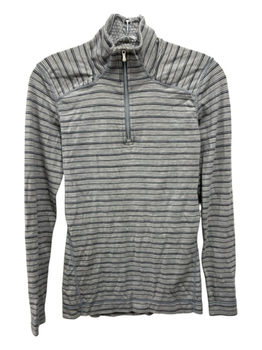 Smartwool Size Est M Grey Merino Wool Half Zip Striped Mock Neck Jacket Grey / Est M
