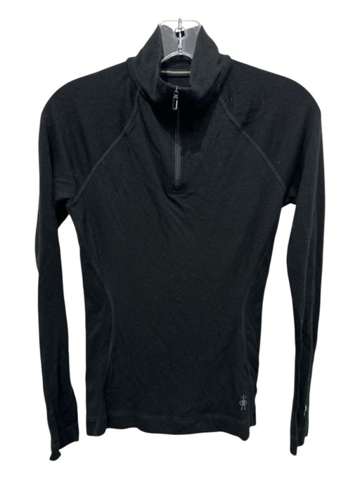 Smartwool Size S Black Merino Wool Half Zip Solid Logo Long Sleeve Jacket Black / S
