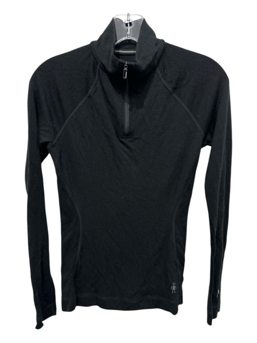 Smartwool Size S Black Merino Wool Half Zip Solid Logo Long Sleeve Jacket Black / S