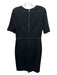St John Size 6 Black Wool Blend Zip Back Leather Trim Crotchet Detail Dress Black / 6
