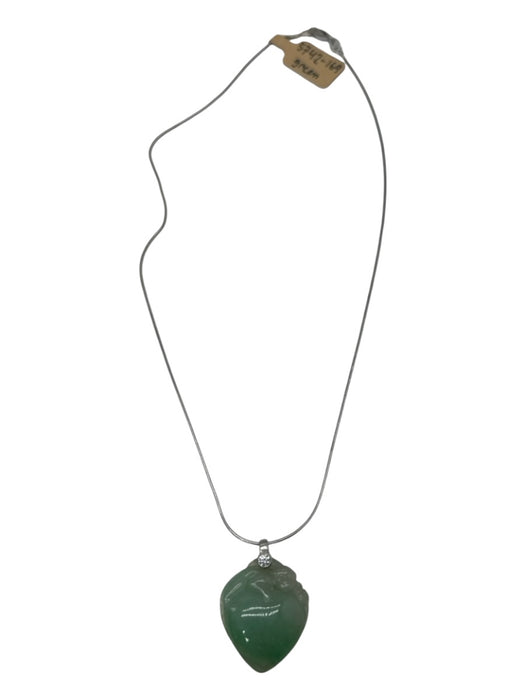 No Brand Silver & Green 14k White Gold Jade Diamond Necklace Silver & Green