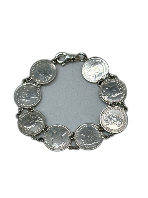 Silver 925 Silver Coins Lobster Clasp Bracelet Silver