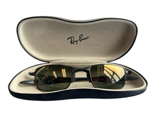 Ray Ban Black Metal Green Lenses Square Sunglasses Black