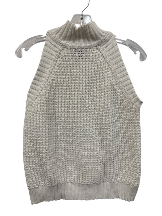 Intermix Size Small White Cotton Sleeveless Crochet Ribbed Sweater White / Small