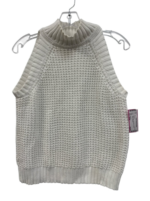 Intermix Size Small White Cotton Sleeveless Crochet Ribbed Sweater White / Small