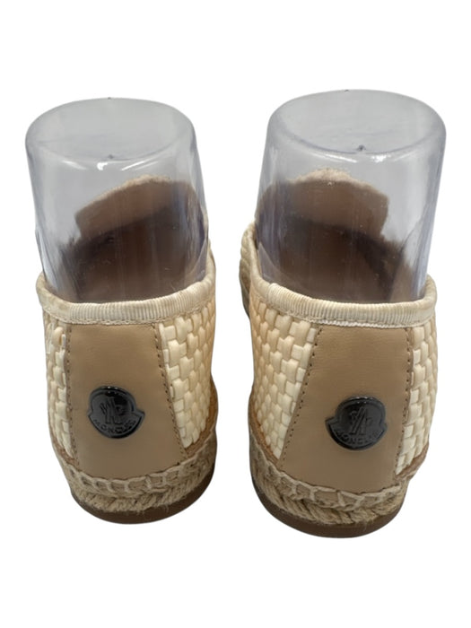 Moncler Shoe Size 37 Cream White Textile Round Toe Woven Logo Flat Espadrille Cream White / 37