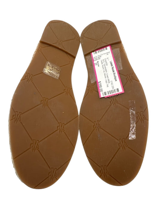 Moncler Shoe Size 37 Cream White Textile Round Toe Woven Logo Flat Espadrille Cream White / 37