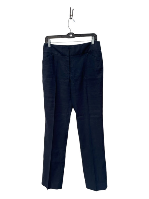 Antonio Melani Size 6 Navy Linen Blend Flat Front slit pockets Zip Fly Pants Navy / 6