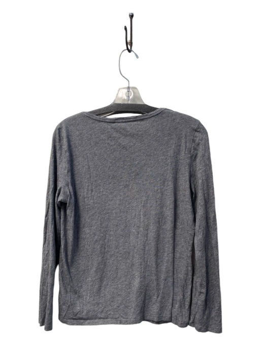 Theory Size Large Gray Organic Cotton Long Sleeve V Neck Heathered Pullover Top Gray / Large