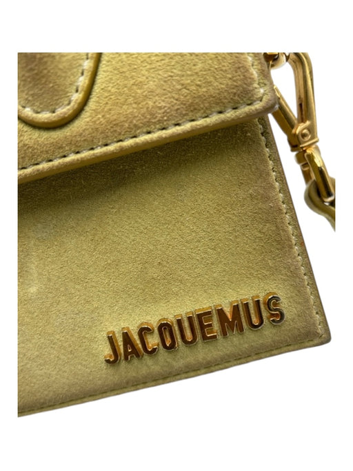 Jacquemus Green Suede Crossbody Top Handle Flap Gold Hardware Bag Green / XS