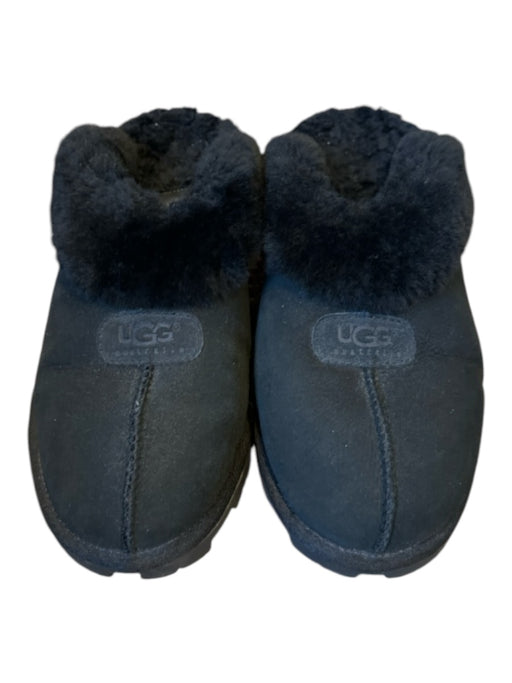 Ugg Shoe Size 11 Black Suede Shearling Lined Rubber Sole Slippers Black / 11