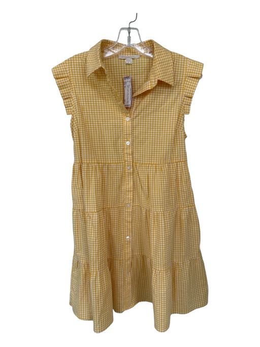 Monteau Size M Yellow & White Cotton Gingham Button Down Dress Yellow & White / M