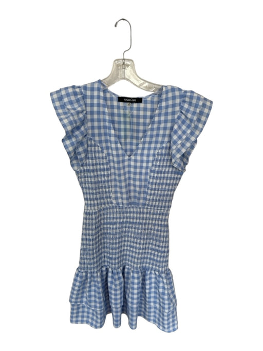 Sugar + Lips Size Small blue and white Polyester Blend Gingham V Neck Dress blue and white / Small