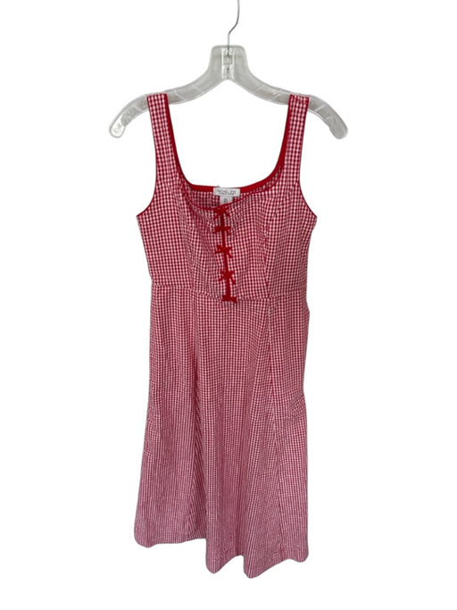 Rachel Zoe Size 6 Red & White Cotton Crimp Gingham Bow Detail Maxi Dress Red & White / 6