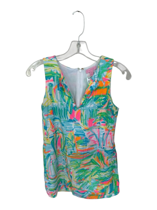 Lilly Pulitzer Size 00 Multi Rayon V Neck Sleeveless built in shorts Dress Multi / 00