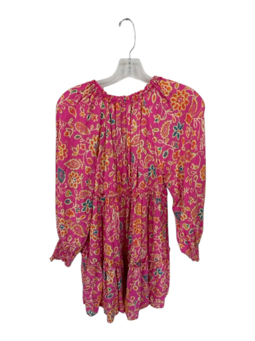 House of Harlow Size XS Pink Cotton Blend Floral Metalic Threading Dress Pink / XS