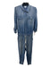 Splendid Size S Chambray Lyocell blend Collar Long Sleeve Jogger Jumpsuit Chambray / S