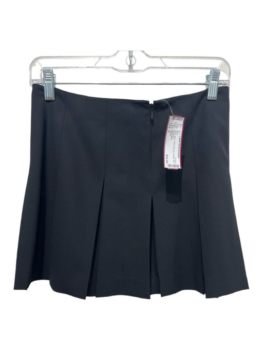 Theory Size 0 Black Wool Side Zip Pleated Mini Skirt Black / 0