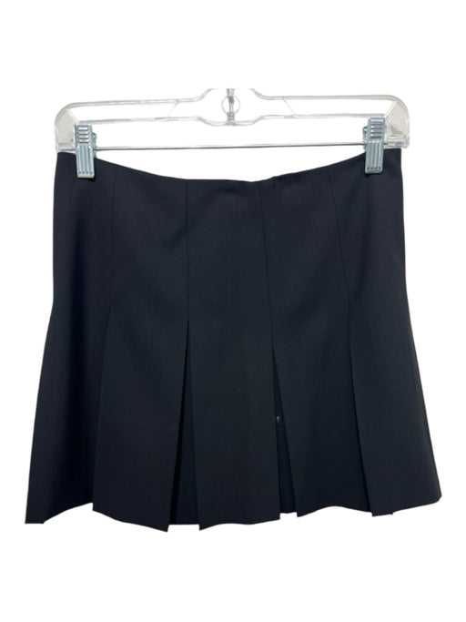 Theory Size 0 Black Wool Side Zip Pleated Mini Skirt Black / 0