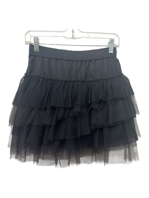 BCBG Maxazria Size XXS Black Polyester Tulle Elastic Waist Tiered Skirt Black / XXS