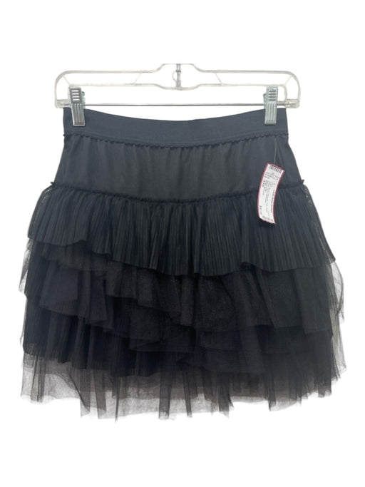 BCBG Maxazria Size XXS Black Polyester Tulle Elastic Waist Tiered Skirt Black / XXS