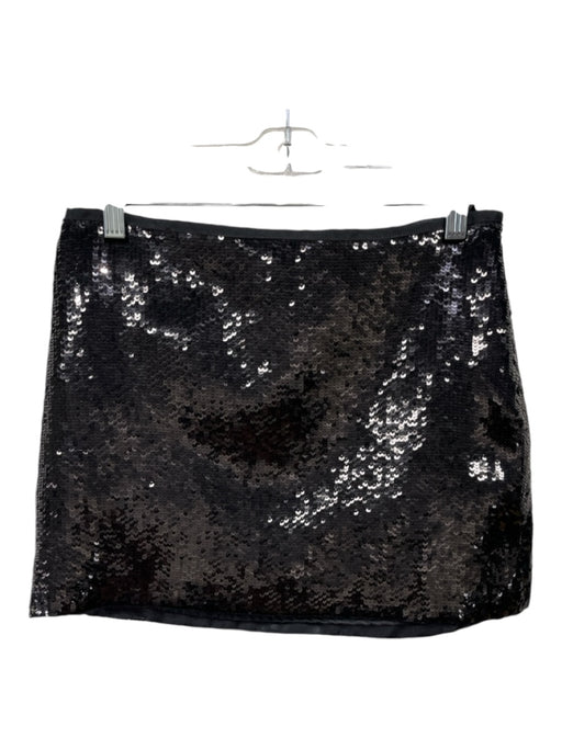 Theory Size 2 Black Polyester All Over Sequins Mini Side Zip Skirt Black / 2